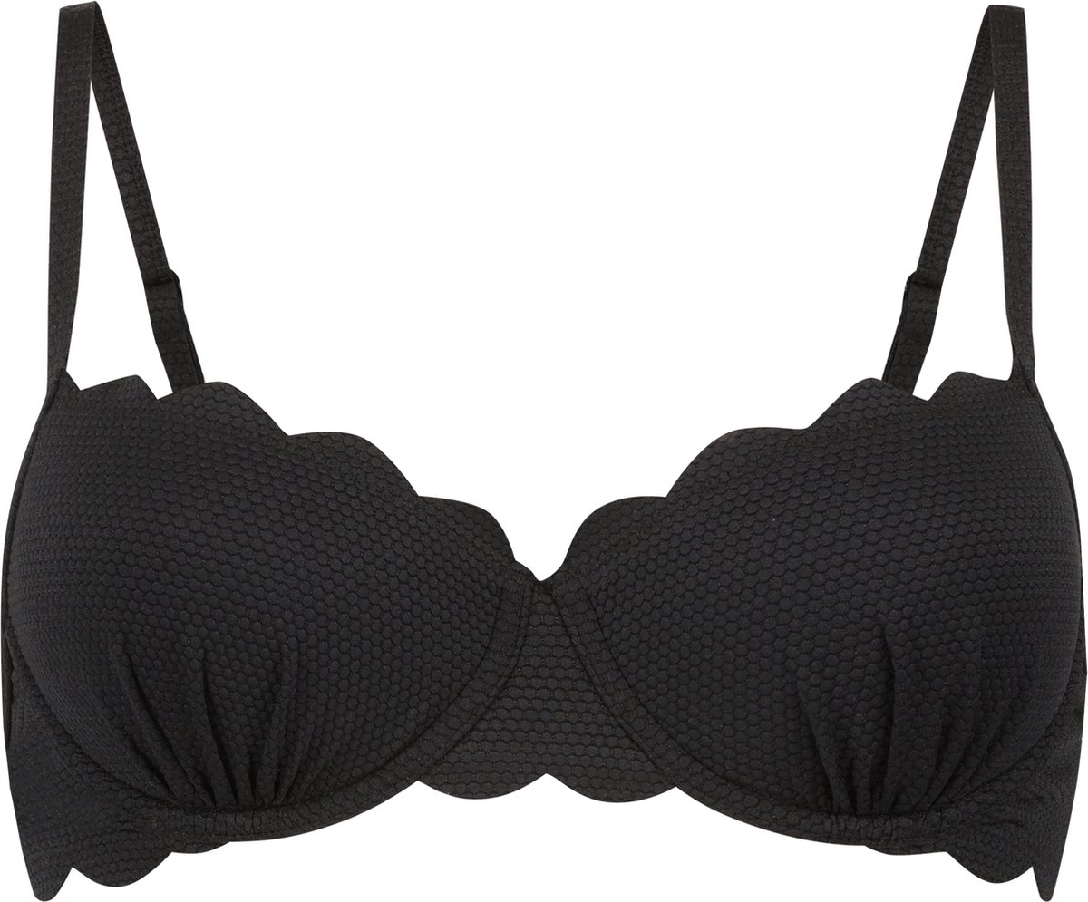 Hunkemöller Dames Badmode Voorgevormde beugel bikinitop Scallop - Zwart - maat C70