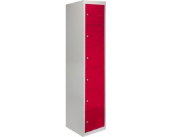 Lockerkast Metaal - Zesdeurs - Flatpack - 90cm(b)x45cm(d)x180cm(h) - Rood - Ventilatie -  2 GRATIS magneten - Slot - lockers kluisjes