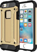 Mobigear Hoesje geschikt voor Apple iPhone 5 Telefoonhoesje Hardcase | Mobigear Outdoor Backcover Shockproof | Schokbestendig iPhone 5 Telefoonhoesje | Anti Shock Proof - Goud