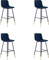 Bronx71® Velvet barkruk Mikky blauw 68 - 79 cm - Barkrukken set van 4