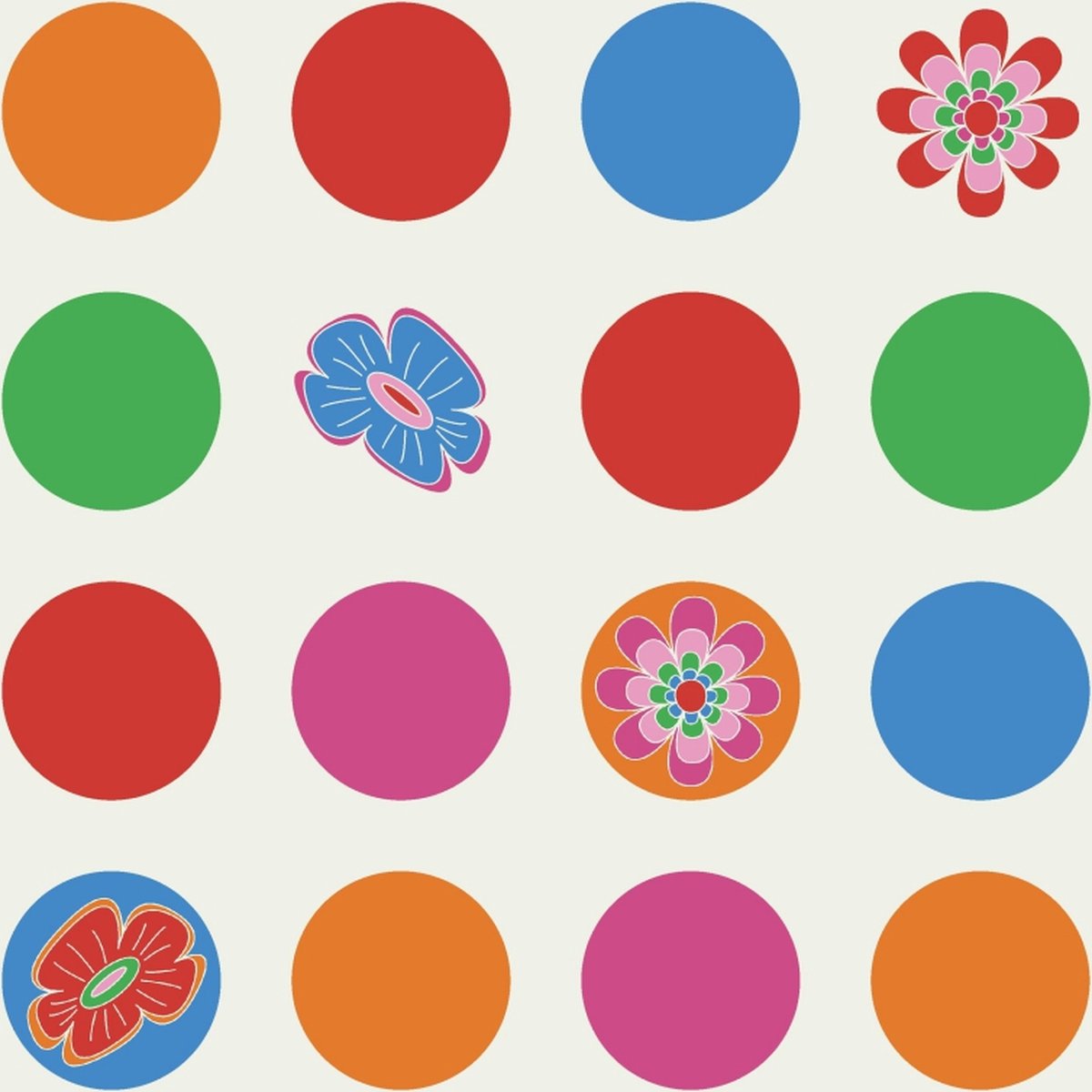 Bloemen en Stippen - Behang - Kinderkamer - Bluuming Affairs - 0,53 x 10,05 M.