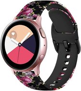 Siliconen Smartwatch bandje - Geschikt voor  Pink Flower Samsung Galaxy Watch Active bandje - Strap-it Horlogeband / Polsband / Armband