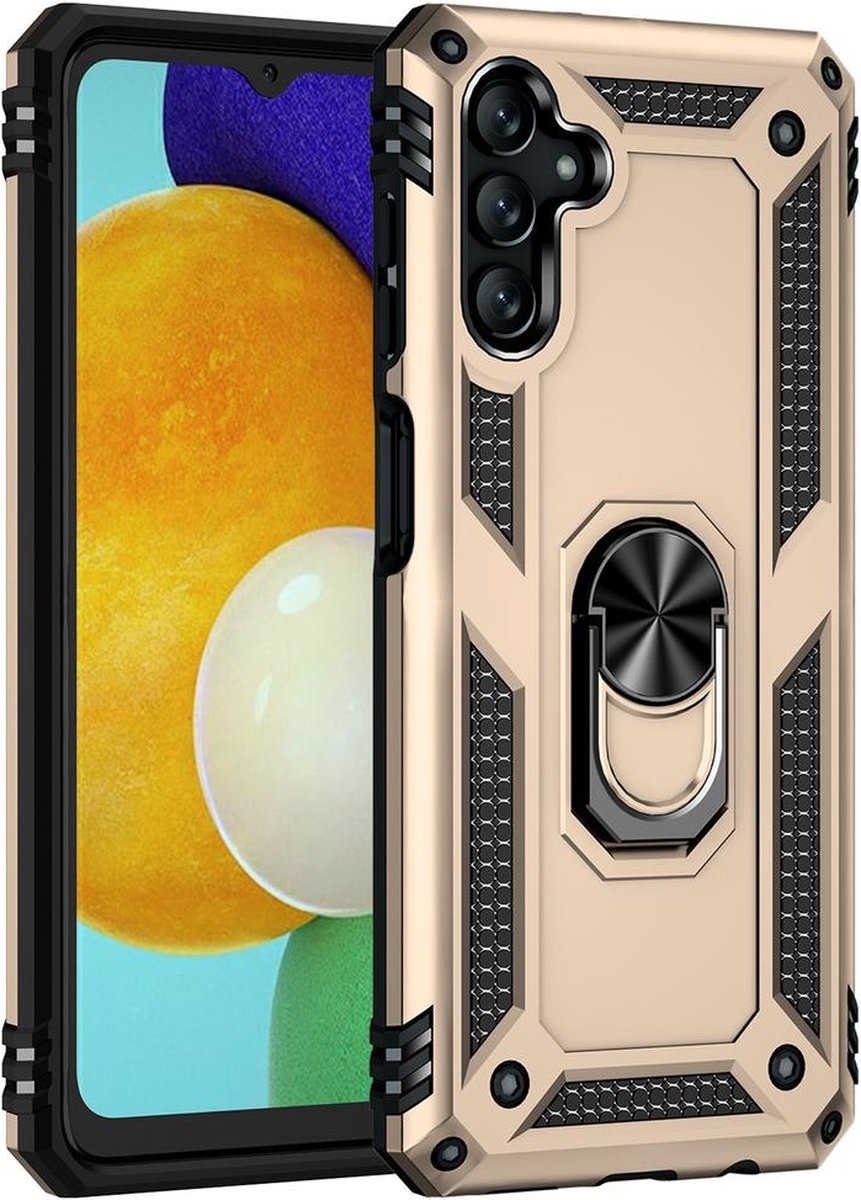 oTronica Backcover Geschikt Voor Samsung Galaxy A13 5G / A04s Hoesje – Met auto mount – Goud