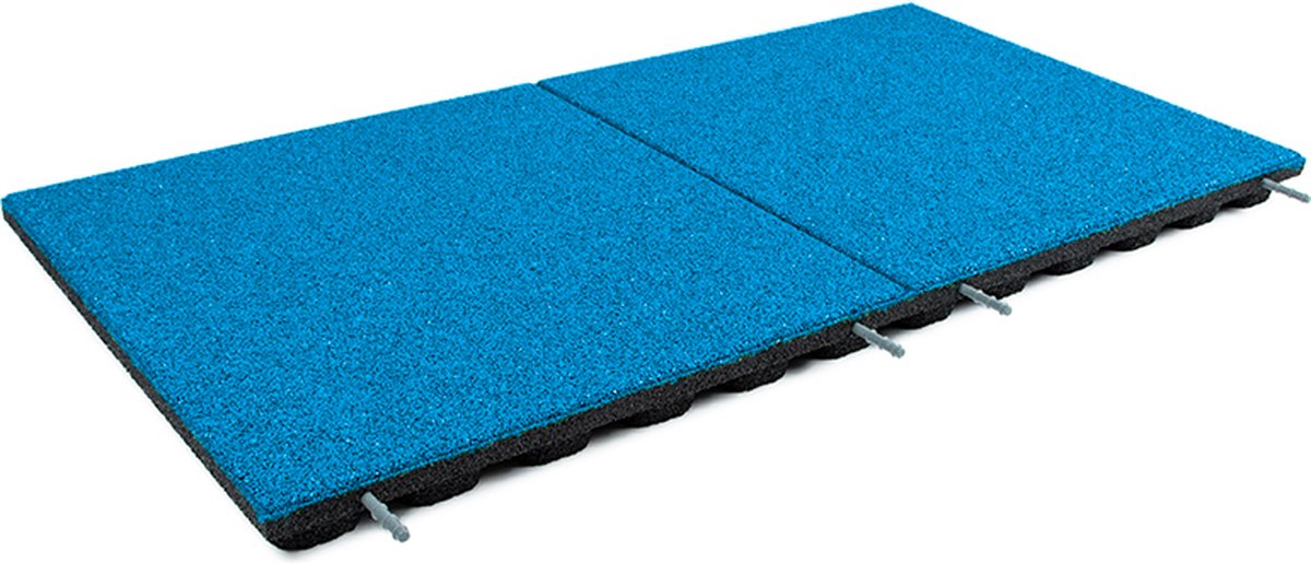 Rubbermagazijn - Rubberen tegel EPDM blauw - LxB=100x50cm - Dikte 4,8cm - Incl. pennen