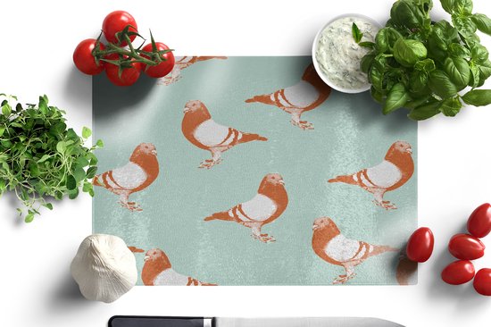 Planche à découper en Verres - 39x28 - Duif - Vogel - Motif - Planches à découper en Glas