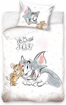 dekbedovertrek Tom & Jerry 100 x 135 cm katoen wit