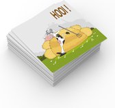 Wenskaarten - set unieke en grappige wenskaarten (kaartenset met bedankkaarten, felicitatie, verjaardag, beterschap en opvrolijken) - kaartjes met tekst en illustratie - vierkant 13x13 cm inc