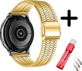 Strap-it Fitbit Versa 3 bandje staal goud Luxe RVS + toolkit