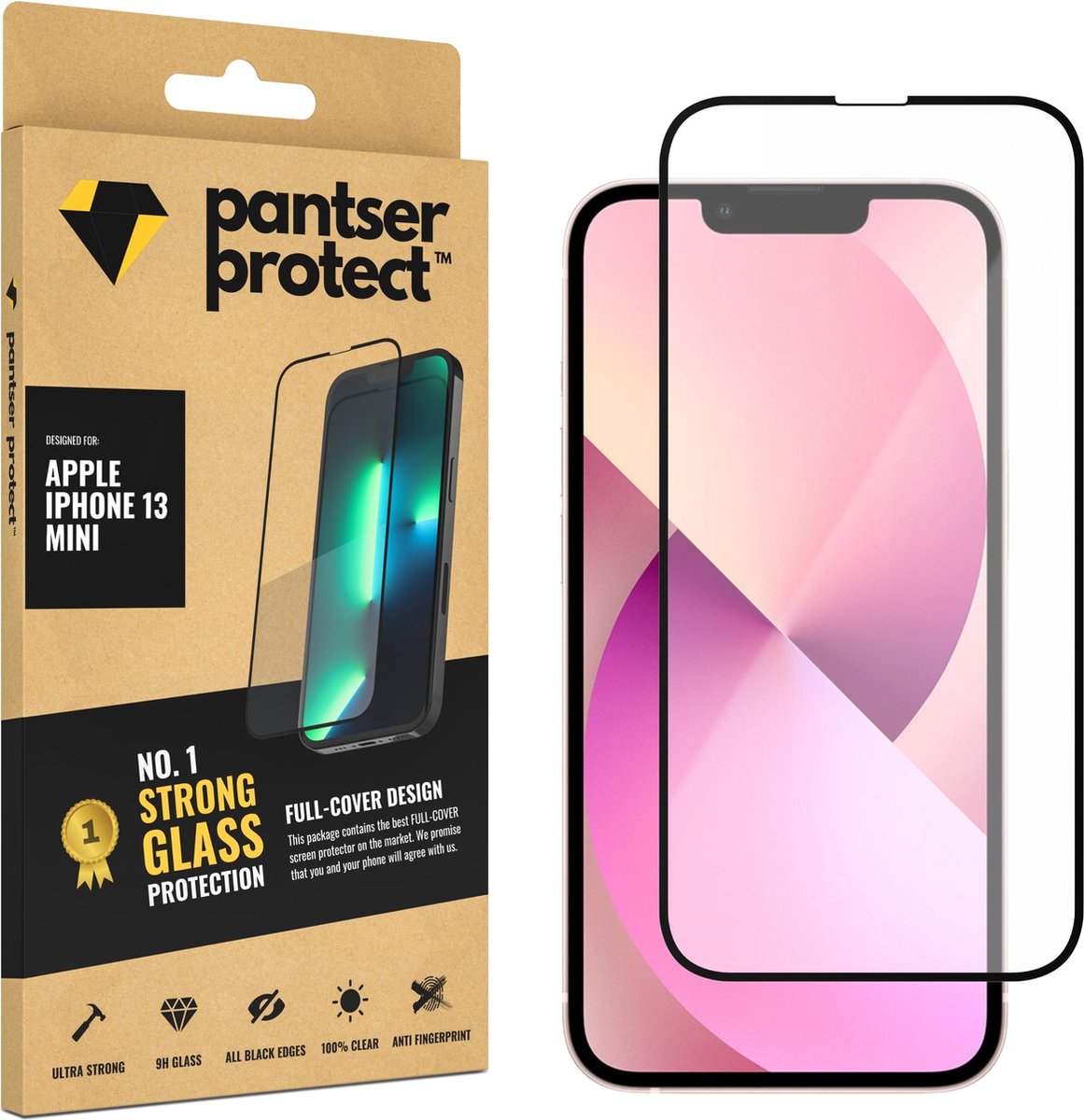 Pantser Protect™ Glass Screenprotector Geschikt voor iPhone 13 Mini - Case Friendly - Premium Pantserglas - Glazen Screen Protector