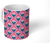 Mok - Koffiemok - Bloemen - Patroon - Roze - Mokken - 350 ML - Beker - Koffiemokken - Theemok