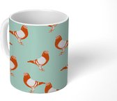 Mok - Koffiemok - Duif - Vogel - Patroon - Mokken - 350 ML - Beker - Koffiemokken - Theemok