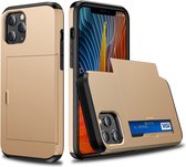 Hoesje geschikt voor iPhone SE 2022 - Backcover - Hardcase - Pasjeshouder - Portemonnee - Shockproof - TPU - Goud