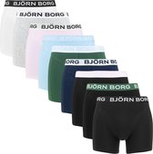 Björn Borg boxershorts Essential (9-pack) - heren boxers normale lengte - blauw - groen - grijs - roze - zwart en wit -  Maat: S