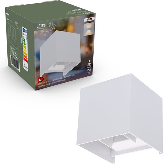 Proventa® Kubus Wandlamp binnen - voor woonkamers eetkamers en slaapkamers - Wit