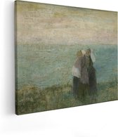 Artaza Canvas Schilderij Vrouwen aan de Zee - Jan Toorop - 100x80 - Groot - Kunst - Wanddecoratie Woonkamer