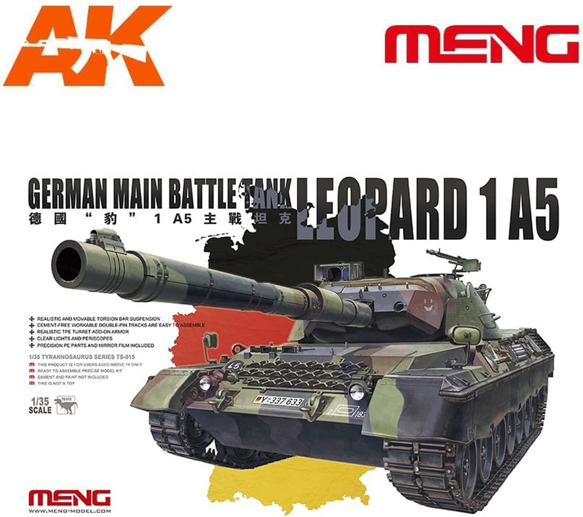 German Main Battle Tank Leopard 1 A5 - Scale 1/35 - Meng Models - MM TS-015