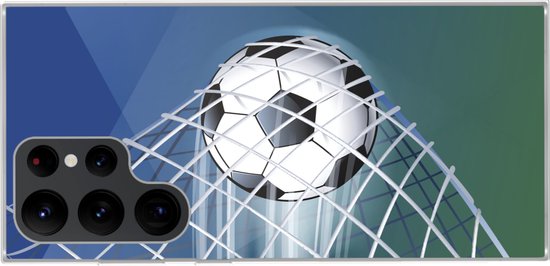 Coque Samsung Galaxy S22 Ultra - un ballon de football dans le filet - Coque en Siliconen pour téléphone -