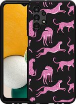 Hoesje Zwart Geschikt voor Samsung Galaxy A13 Roze Cheeta's