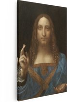 Artaza Canvas Schilderij Salvator Mundi - Leonardo da Vinci - 80x120 - Groot - Kunst - Wanddecoratie Woonkamer