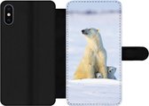 Bookcase Geschikt voor iPhone XS Max telefoonhoesje - IJsbeer - Sneeuw - Welpen - Met vakjes - Wallet case met magneetsluiting