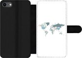Bookcase Geschikt voor iPhone 7 telefoonhoesje - Wereldkaart - Pastel - Landen - Met vakjes - Wallet case met magneetsluiting