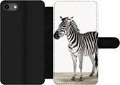 Bookcase Geschikt voor iPhone 8 telefoonhoesje - Zebra - Meisjes - Dieren - Kinderen - Jongens - Met vakjes - Wallet case met magneetsluiting