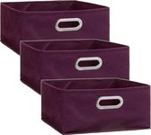 Set van 3x stuks opbergmand/kastmand 14 liter aubergine paars linnen 31 x 31 x 15 cm - Opbergboxen - Vakkenkast manden