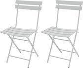 Set van 2x stuks mat lichtgrijs stalen bistrostoeltjes opvouwbaar 83 cm - Bistrostoelen/buitenstoelen/balkonstoel - Tuinstoelen