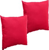 Set van 2x stuks bank/sier/tuin kussens binnen/buiten rood 40 x 40 x 10 cm - Water en UV bestendig