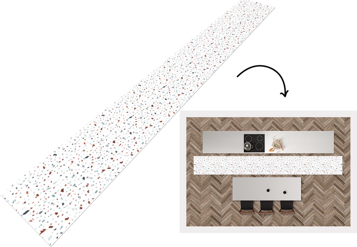 KitchenYeah Keukenloper - Keukenmat - Terrazzo - Abstract - Patroon - Keuken vloerkleed multicolor, foto 2