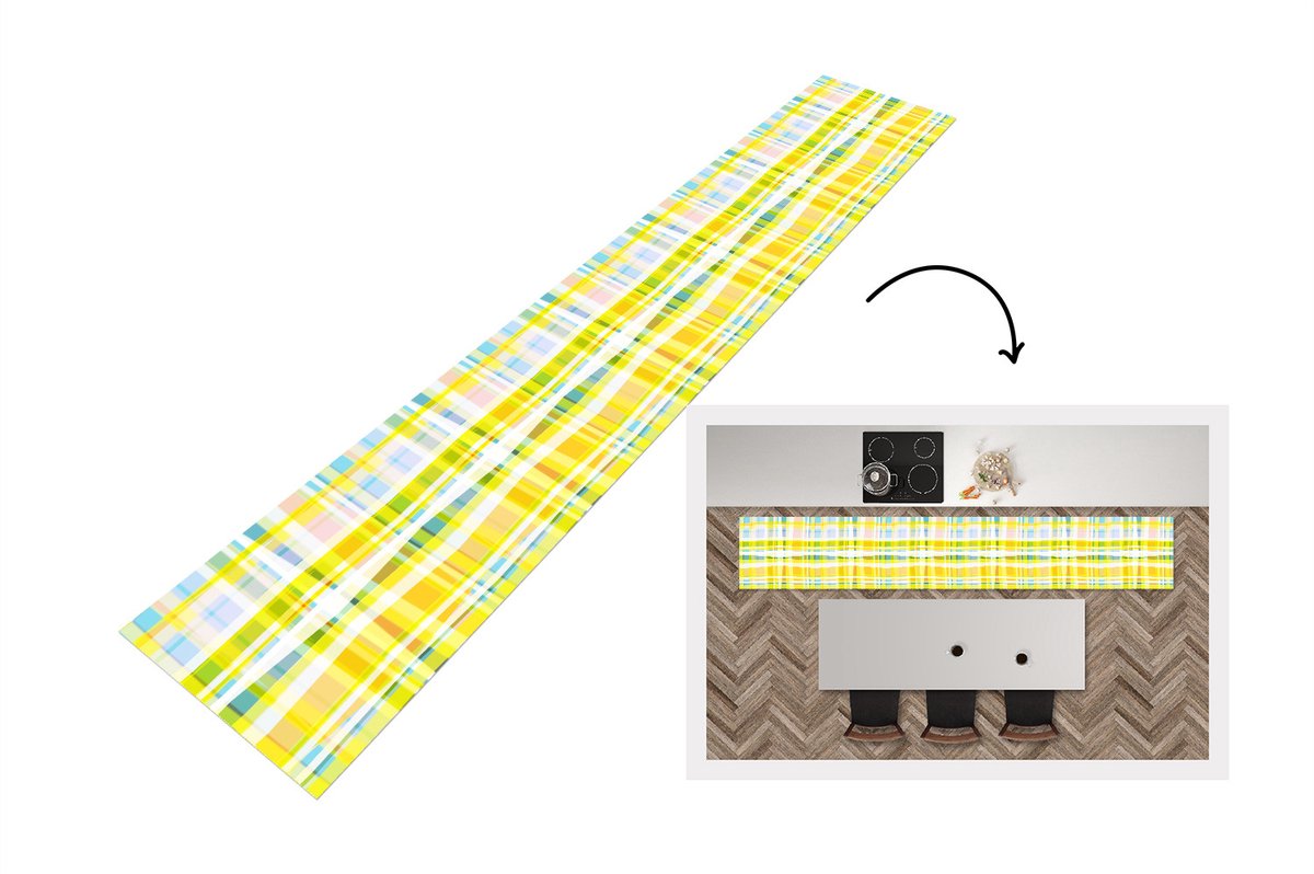 KitchenYeah Keukenloper - Keukenmat - Geel - Patroon - Zomer - Keuken vloerkleed Multicolor