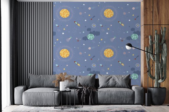 Behang - Fotobehang Patroon - Jongens - Kinderen - Ruimte - Breedte 240 cm x hoogte 260 cm
