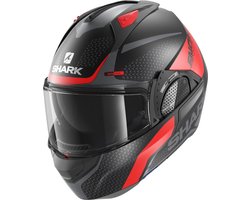 SHARK EVO GT ENCKE Motorhelm Systeemhelm MAT Zwart Rood Antraciet - Maat XS