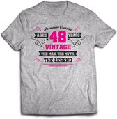 48 Jaar Legend - Feest kado T-Shirt Heren / Dames - Antraciet Grijs / Roze - Perfect Verjaardag Cadeau Shirt - grappige Spreuken, Zinnen en Teksten. Maat XL