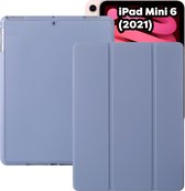 iPad Mini 6 Hoes - iPad Mini 2021 Smart Folio Cover Zwart Paars Apple Pencil uitsparing - Case voor iPad Mini Case 6e Generatie