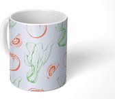 Mok - Koffiemok - Patroon - Eten - Sla - Mokken - 350 ML - Beker - Koffiemokken - Theemok
