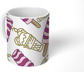 Mok - Koffiemok - IJs - Paars - Roze - Patronen - Mokken - 350 ML - Beker - Koffiemokken - Theemok
