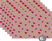 Set de table - Napperons de table en plastique - Chaussettes - Motifs - Noël - 45x30 cm - 6 pièces - Résistant à la chaleur - Antidérapant - Pad - Amovible