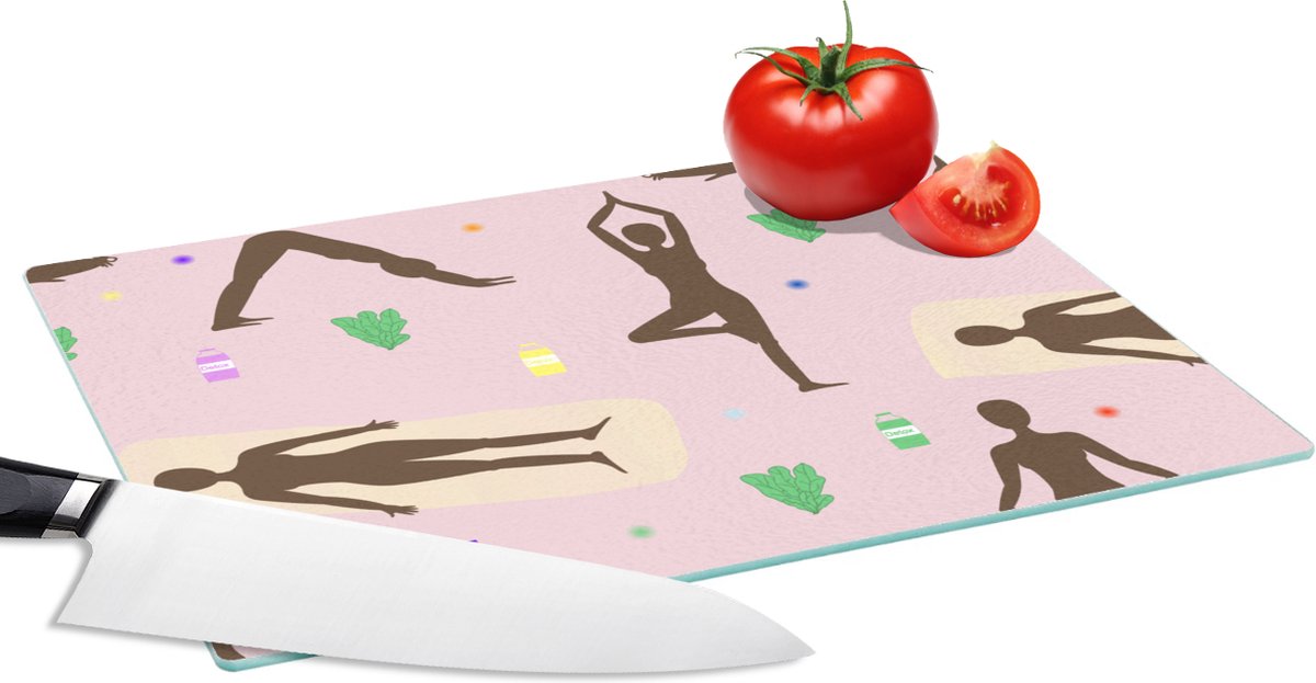Glazen Snijplank - 28x20 - Yoga - Zen - Patronen - Snijplanken Glas