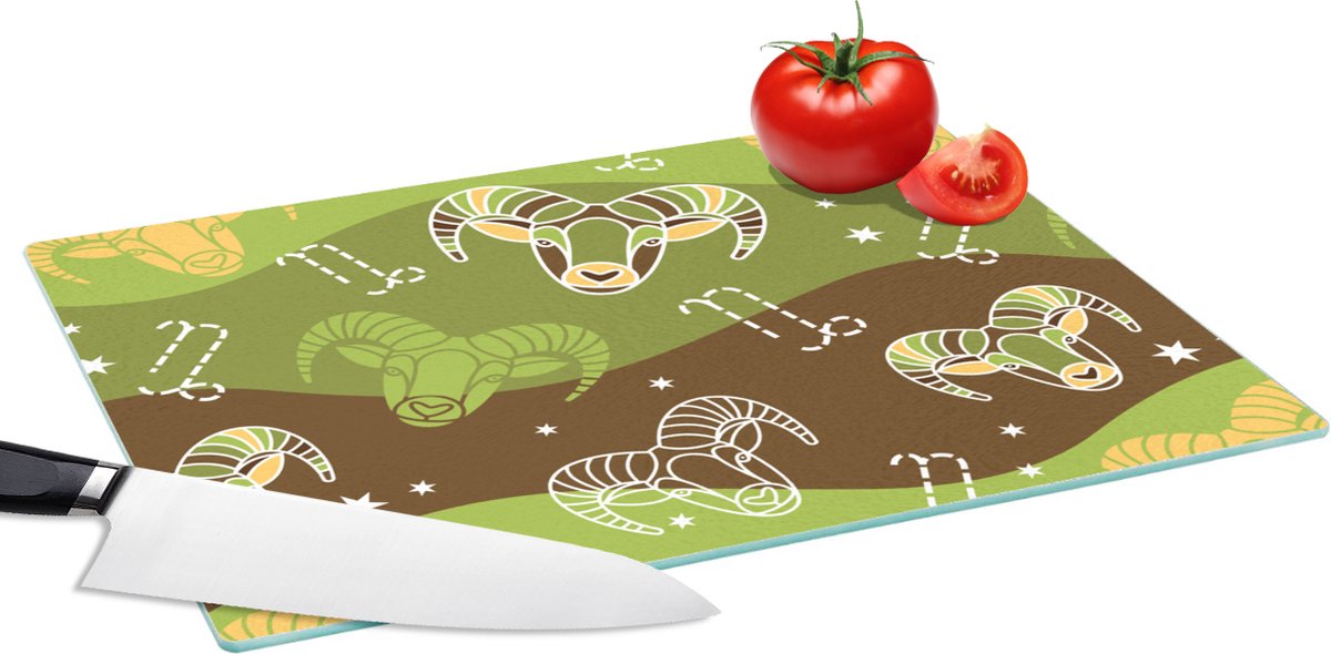 Glazen Snijplank - 39x28 - Steenbok - Design - Astrologie - Snijplanken Glas