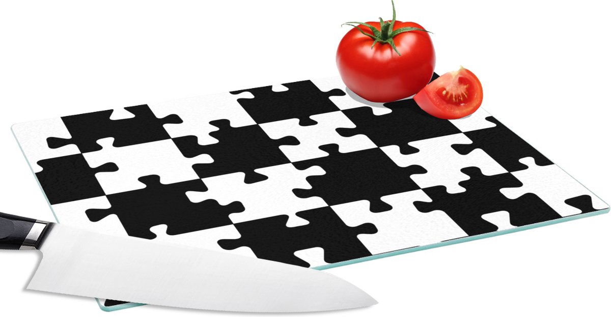 Glazen Snijplank - 28x20 - Puzzel - Schaken - Patronen - Snijplanken Glas