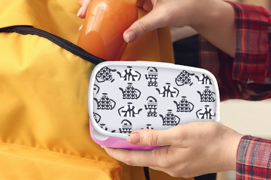 Lunch box Rose - Lunch box - Boîte à pain - Théière - Motifs - Thee - 18x12x6 cm - Enfants - Fille