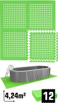 4.2 m² poolmat - 12 EVA schuim matten 62x62 - outdoor poolpad - pool ondermatten