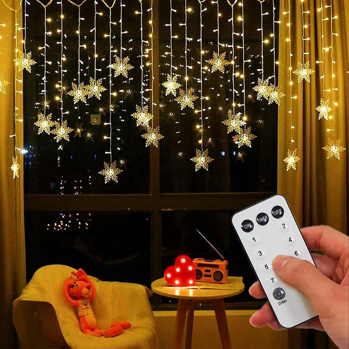 Sfeerverlichting sterren 96 LED 3.5 m - warm wit - met afstandsbediening - voor een gezellige ambiance - ShopVlot