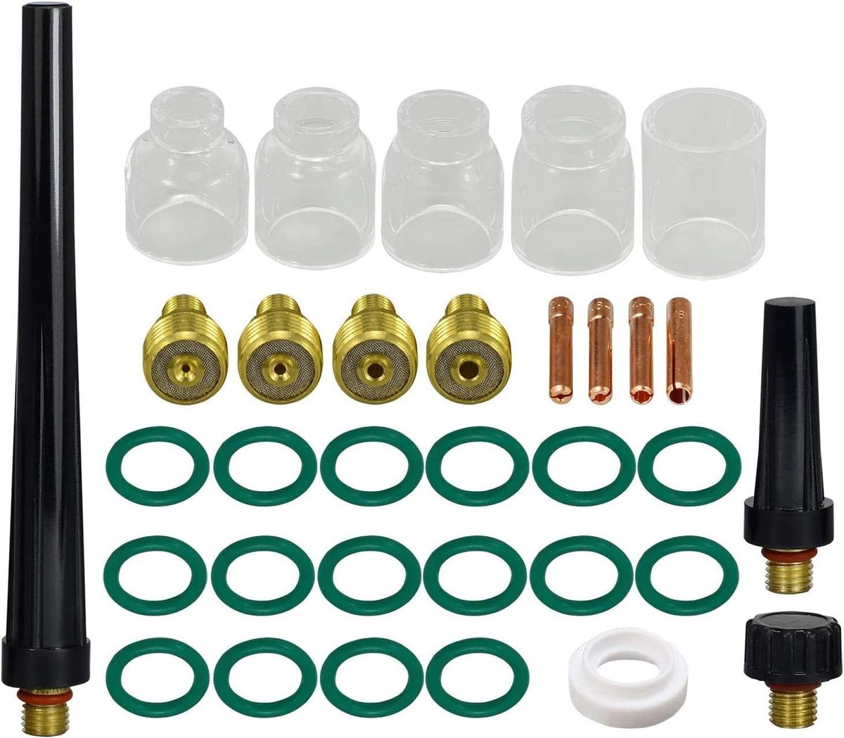 TIG Gas Lens Collet Body 45V43 - 13N23 - 2.4mm Pyrex glas - 33 stuks voor TIG lasapparaat - ShopVlot