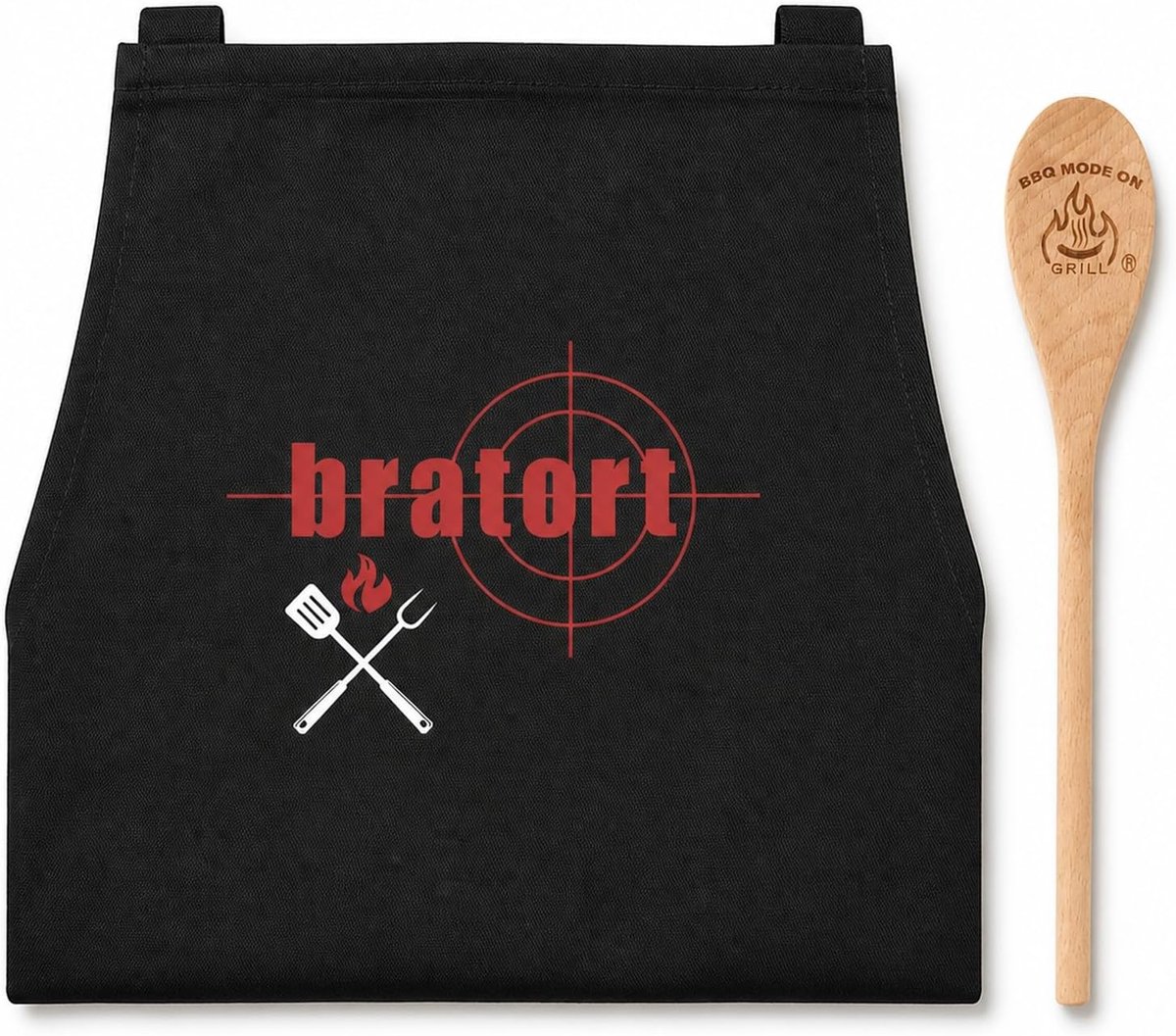 Grillschort voor mannen - grappig met kooklepelset - BBQ cadeauset voor papa en opa - ideaal cadeau voor Vaderdag - ShopVlot