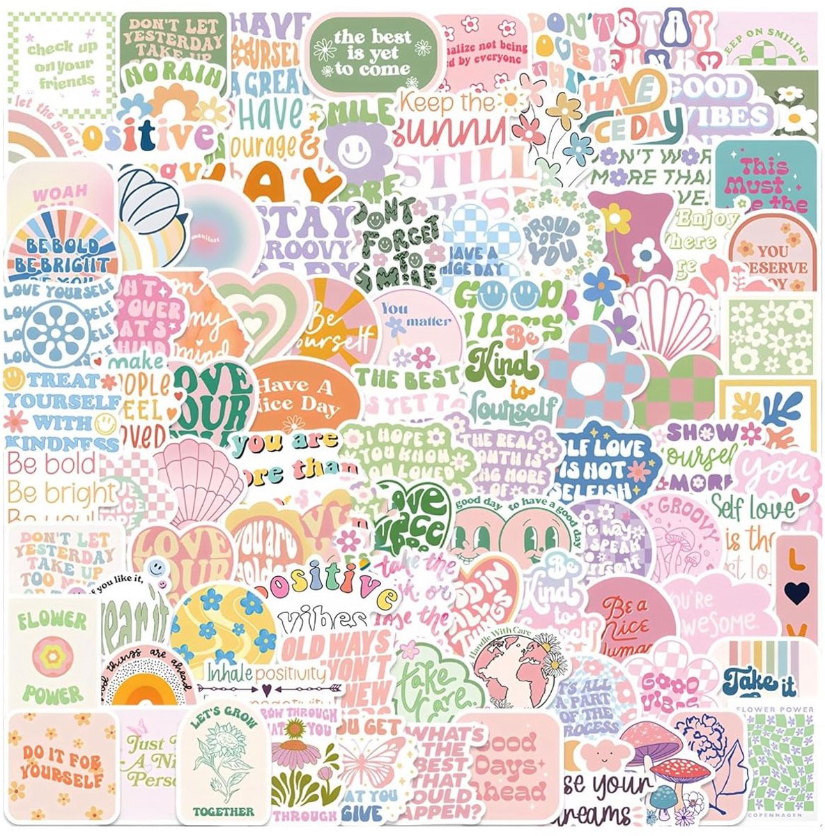 Esthetische stickers 100 stuks - waterdichte vinyl - motivatie citaten - decoratie voor fotoalbum en meer - ShopVlot