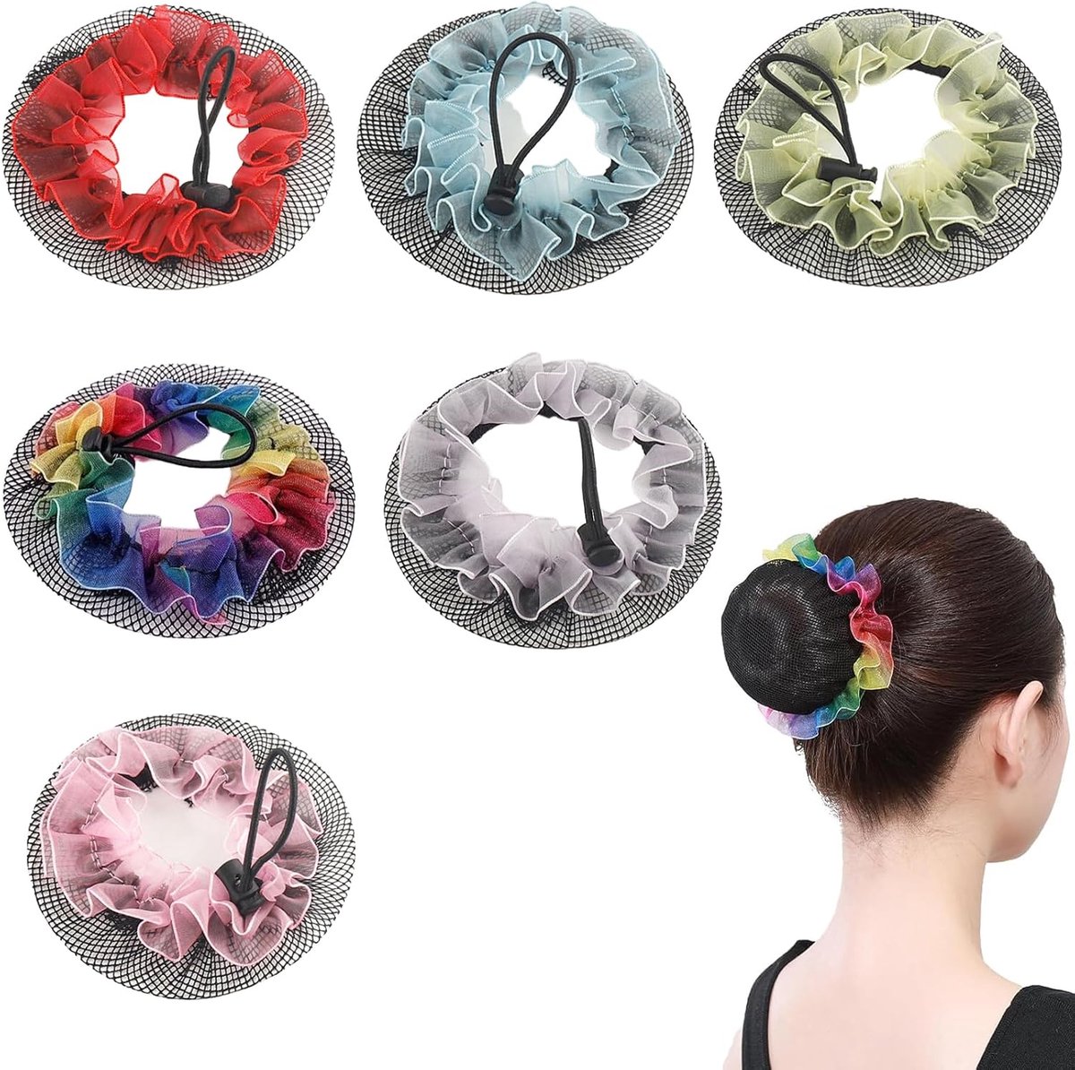 Knotnetjes set van 6 - meerkleurig nylon - voor kinderen en dames - veilige grip tijdens dans - ShopVlot
