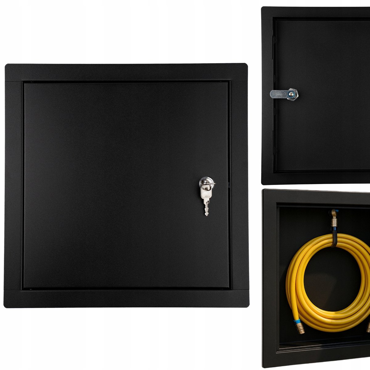 Zwart metalen inspectieluik 50x50 cm zwart met gleuf