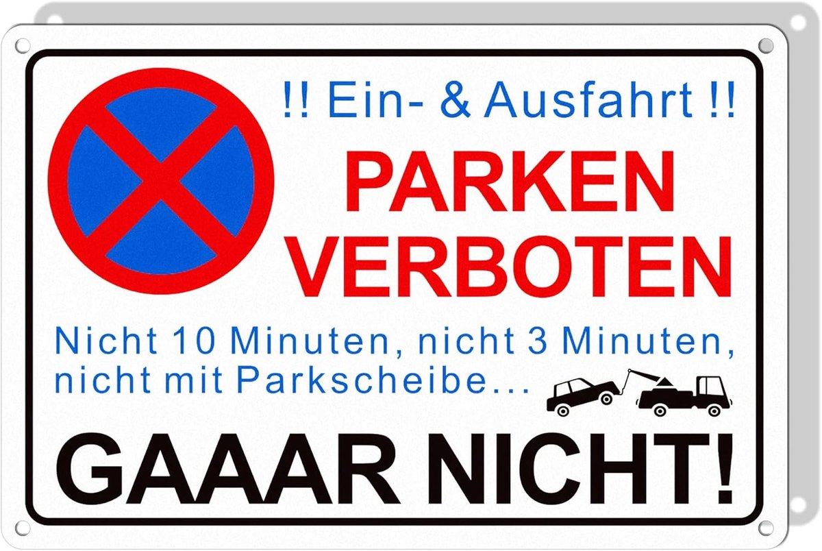 Parkeerbord parkeerverbod - 30 x 20 cm - weerbestendig aluminium - houdt toegang vrij - ShopVlot